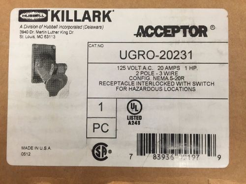 KILLARK UGRO-20231 UGR0-20231 HAZARDOUS LOCATION 125V 20A RECEPTACLE 5-20R