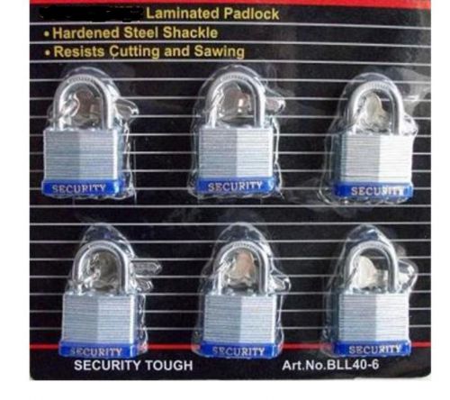 30mm LAMINATED STEEL CASE PADLOCK ~ 6pc Set KEYED ALIKE ** Free Shipping **