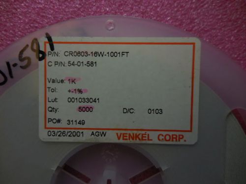 20000 pcs venkel cr0603-16w-1001ft for sale