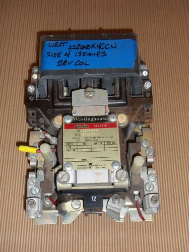 WESTINGHOUSE 11200K4CCN MAGNETIC SIZE 4 135 AMP 110V COIL MOTOR STARTER