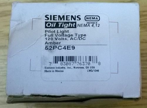 SIEMENS 52PC4E9 Pilot Light Full Voltage Type 120V AC/DC Amber