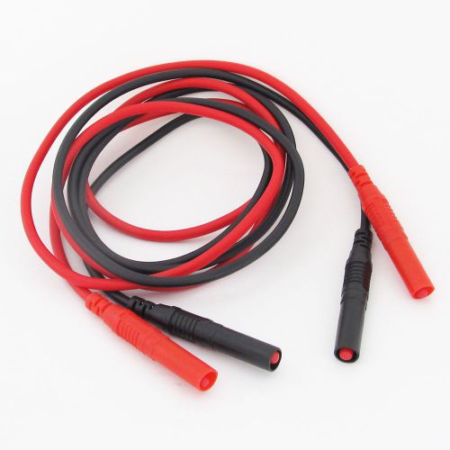 2pcs 1M/3.3ft Dual Jacket 4mm Banana Plug Silicone Voltage Probe Test Cables R+B