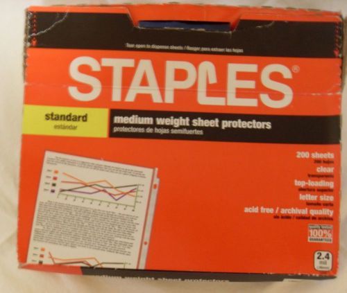 Staples Medium Weight Sheet Protectors #10525 Clear Letter Size 2.4 mil Qty. 50