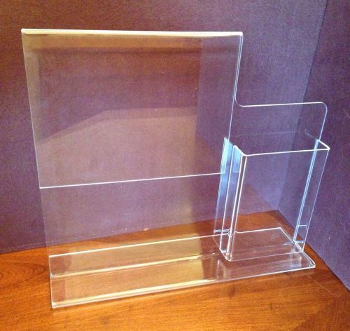 Clear acrylic 8.5x11 display sign holder with Trifold Brochure holder