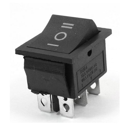 New AC250V/15A 125V/20A 3Way DPDT Snap in Black Button 6Pin Rocker Switch 12V