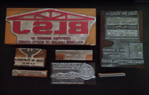 Antique VTG Wood Advertising Print Blocks Lot Builders South Jersey Eagle Bank