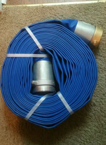 Apache 98138065 3&#034; x 50&#039; Blue PVC Lay-Flat Discharge Hose with Aluminum Pin Lug