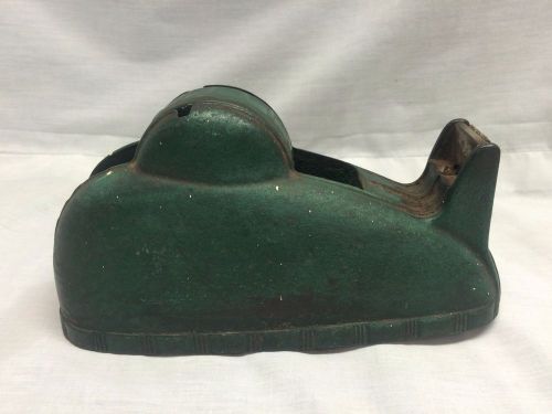 Vtg Heavy Cast Iron Steel Scotch Tape Dispenser Holder Green Industrial Desk MCM