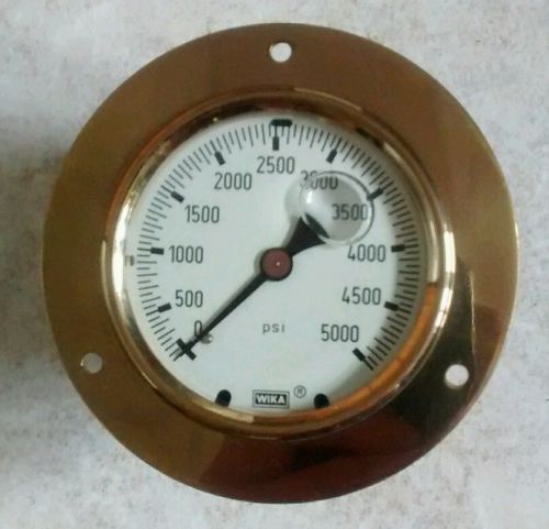 WIKA   0 to 5000 PSI Brass Gauge.  Flush Mount ( Steampunk project )