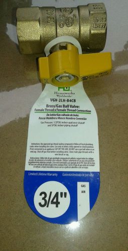 Homewerks vgv-2lh-b4cb gas ball valve, female thread x female thread, brass, 3 4 for sale