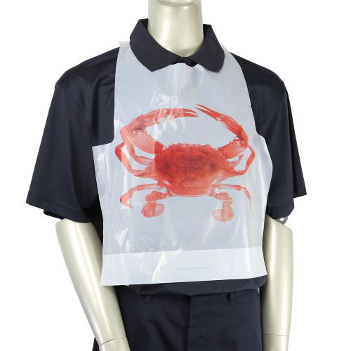 Royal Adult Disposable Poly Bibs with Crab Design, Case of 2,500, PB24