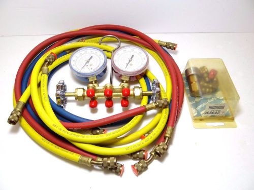 Uniweld AC HVAC Refrigeration Manifold Set With 6 Hoses USED