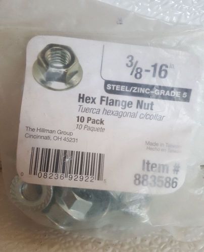 (100) count 3/8&#034;-16 hex steel/zinc grade 5 hex flange nut for sale