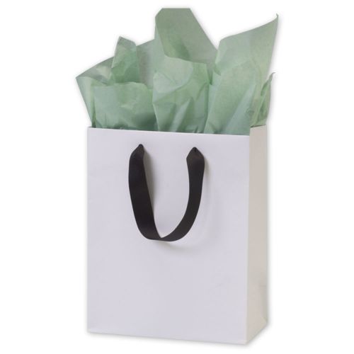 WHITE MATTE LAMINATED EURO SHOPPERS BAG 8 X 4 X 10 X 4 CASE OF 200