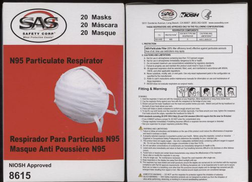 40 N95 PARTICULATE RESPIRATOR MASKS SAS,SAFETY CORP. #8615