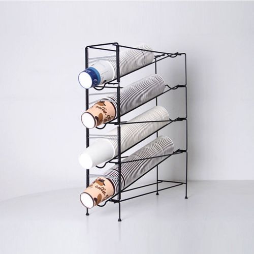 4 Racks Coffee Beverage Cups Disposable Dispenser Holder Display Rack Organizer