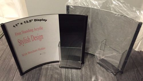 Set of 2 Custom Displays Vertical Stand Up Sign Holder W/ Brochure Holder 11 x13