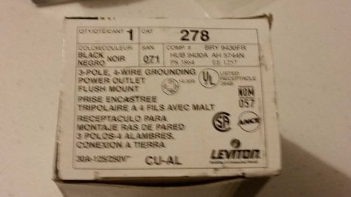 LEVITON 278 3-POLE, 4-WIRE GROUNDING POWER OUTLET, FLUSH MOUNT, 78477074510