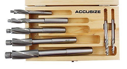 AccusizeTools - 7 Pcs/Set Premium Metric HSS Solid Capscrew Counterbore Set 3...