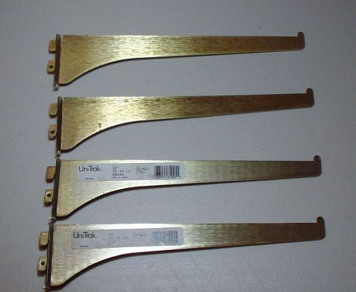 LOT of 4 Heavy Duty Unitrak 10&#034; Brass Metal Shelf Shelving Brackets Uni-Trak