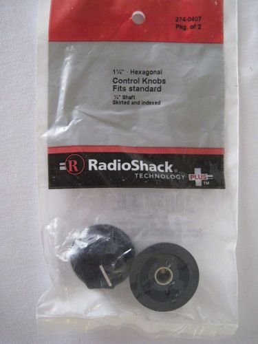 2 RADIO SHACK 1 1/4 INCH HEXAGONAL CONTROL KNOBS SEALED IN PKG