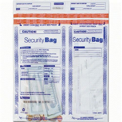 14 x 13&#034; Side x Side Dual Pocket Deposit Bag, Clear 100 pack