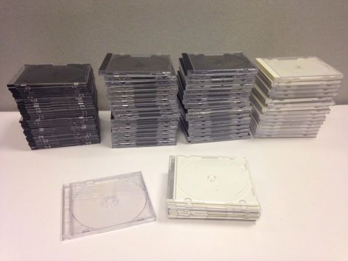 Lot of 90 Single Disk Mixed Black/White, Thick/Thin Empty CD/DVD Jewel Cases