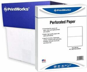 PrintWorks Half Sheet Perforated Paper, 8.5 x 11, 20 2500 Sheets, 2500 Sheets