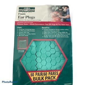 MSA Safety Works 60 Pair, Foam Ear Plugs, NRR 29 Hexagon Shaped 10020803