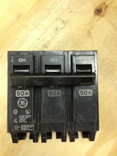 Ge thql350 50 amp plug in circuit breaker 50 amp 3 pole nice for sale