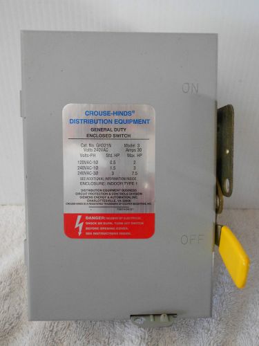 Crouse-hinds gh321n model 3 general duty enclosed switch for sale