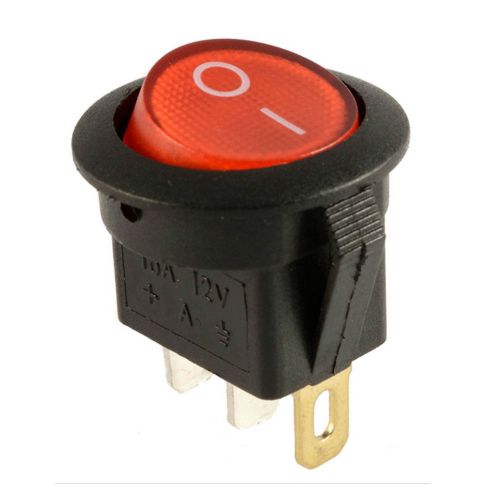 Car Boat Red On/Off 12V LED Lighted Round Rocker Switch