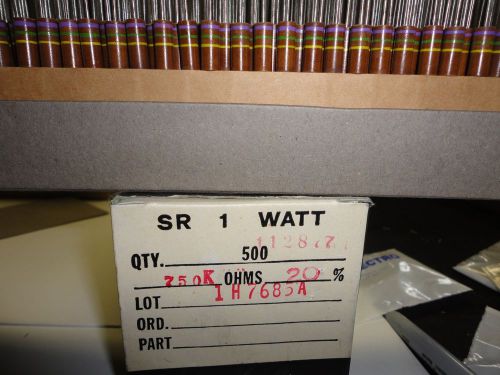 Nos 500pcs 750k=1watt-20% rc32gf754m carbon comp. resistor mfg. speer for sale