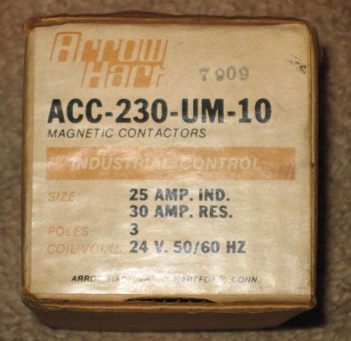 NEW NIB ARROW HART Magnetic Contactor ACC-230-UM-10 3-Pole 25AMP