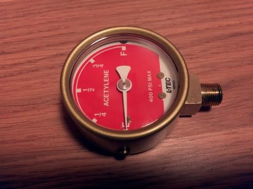 L-tec  acetylene gauge 9698421 - 0/400 psi - 2 &#034; dial - 1/8&#034; npt **new**? for sale