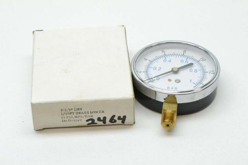 NEW 101D-354B 0-15PSI 3 3/16IN FACE 1/4IN NPT PRESSURE GAUGE D403029