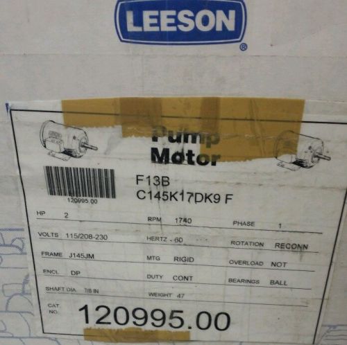 Leeson Electric Motor 2HP 1800RPM 145JM 115/208-230V SINGLE PHASE DRIP PROOF