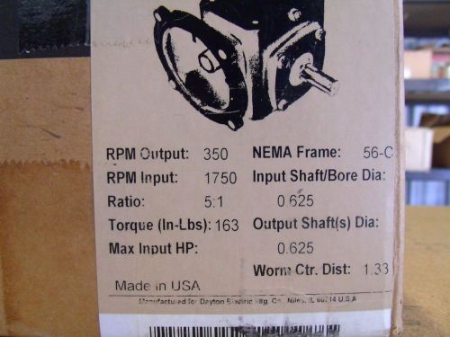 BRAND NEW! DAYTON 4Z007 SPEED REDUCER 56c 5:1 LAST 1 WE HAVE!