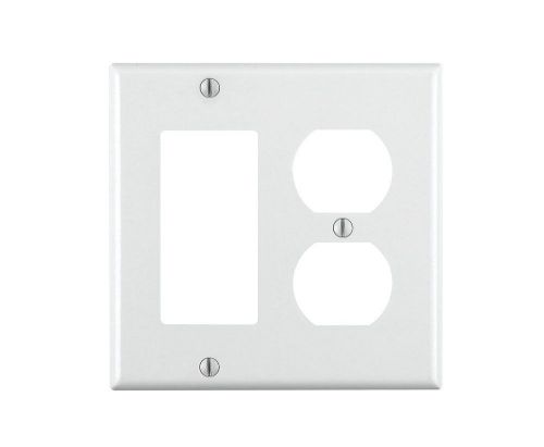 Leviton 80455-W 2-Gang 1-Duplex 1-Decora/GFCI Device Combination Wallplate,