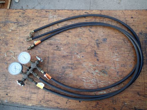 Yellow jacket ritchie mueller ac test and charging manifold 1/4&#034; hose for sale