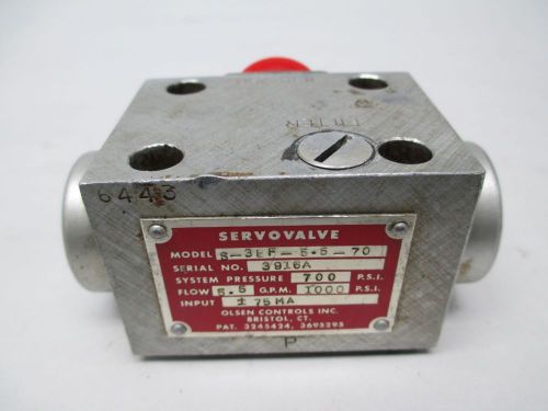 OLSEN S-3EF-5.5-70 175MA SERVO 5.5GPM HYDRAULIC VALVE D290990