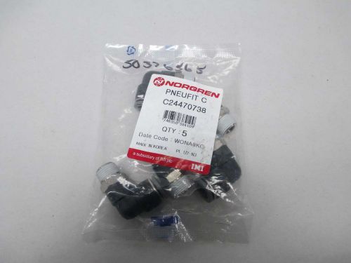 LOT 5 NEW NORGREN C24470738 PNEUFIT 90DEG ELBOW MALE SWIVEL FITTING D376181