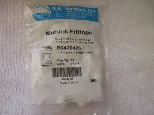 10 pcs. GA Murdock 1/4&#034; Tube x 1/4&#034; Tube Union #R0420426 - NEW