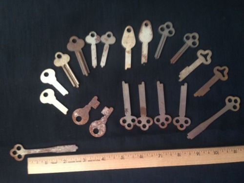 Antique Flat Steel Key Blank Assortment of 20 Blanks