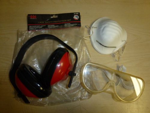 Nos! safety goggles, 5 dust masks, ear muffs, protection set #91408 for sale