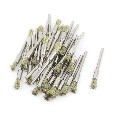 3mm Round Shank Gold Tone Wire Pen Shaped Brushes Polishing Tool 30 Pcs