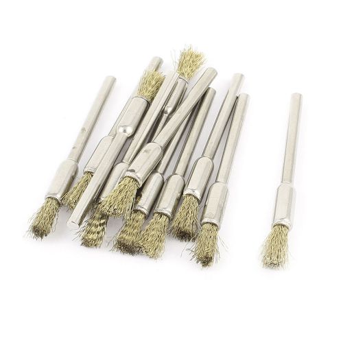 3mm Round Shank Gold Tone Wire Pen Shaped Brushes Polishing Tool 11 Pcs