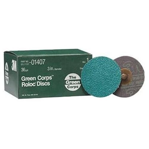 3m 01407 Green Corps Roloc Discs, 3&#034; - 36 Grit