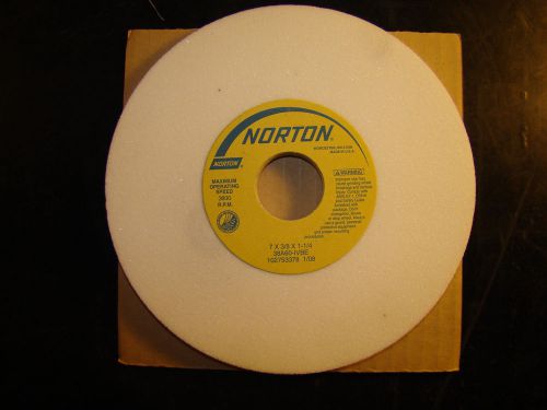 NORTON, 7&#034; x3/8&#034; x1-1/4&#034; 38A60-IVBE, Grinding Wheel, 3600 RPM Max,  White /KT2/