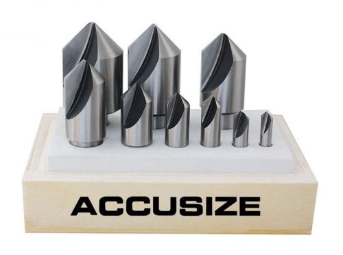 9 Pcs Single Flute HSS Countersink Set, 90 Degree, Ground, #0245-2027